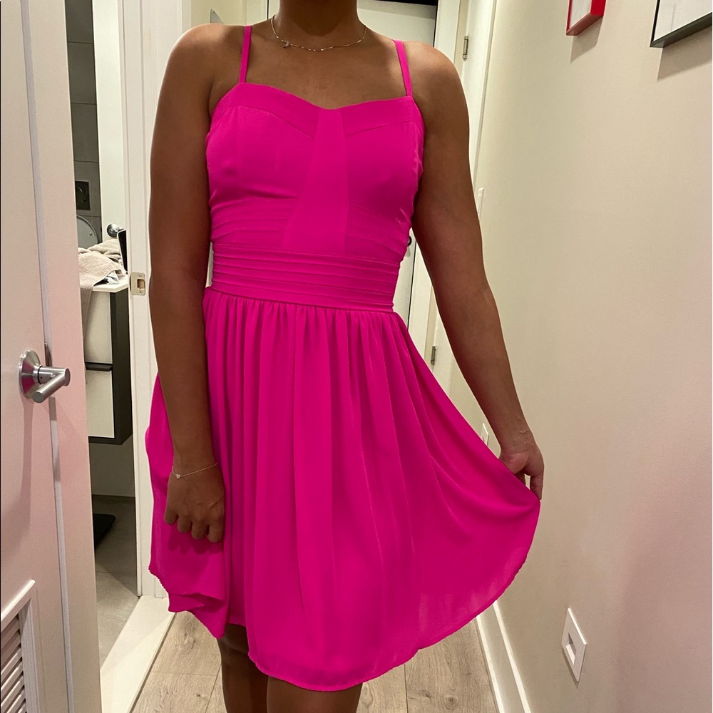 Hot pink party cocktail dress